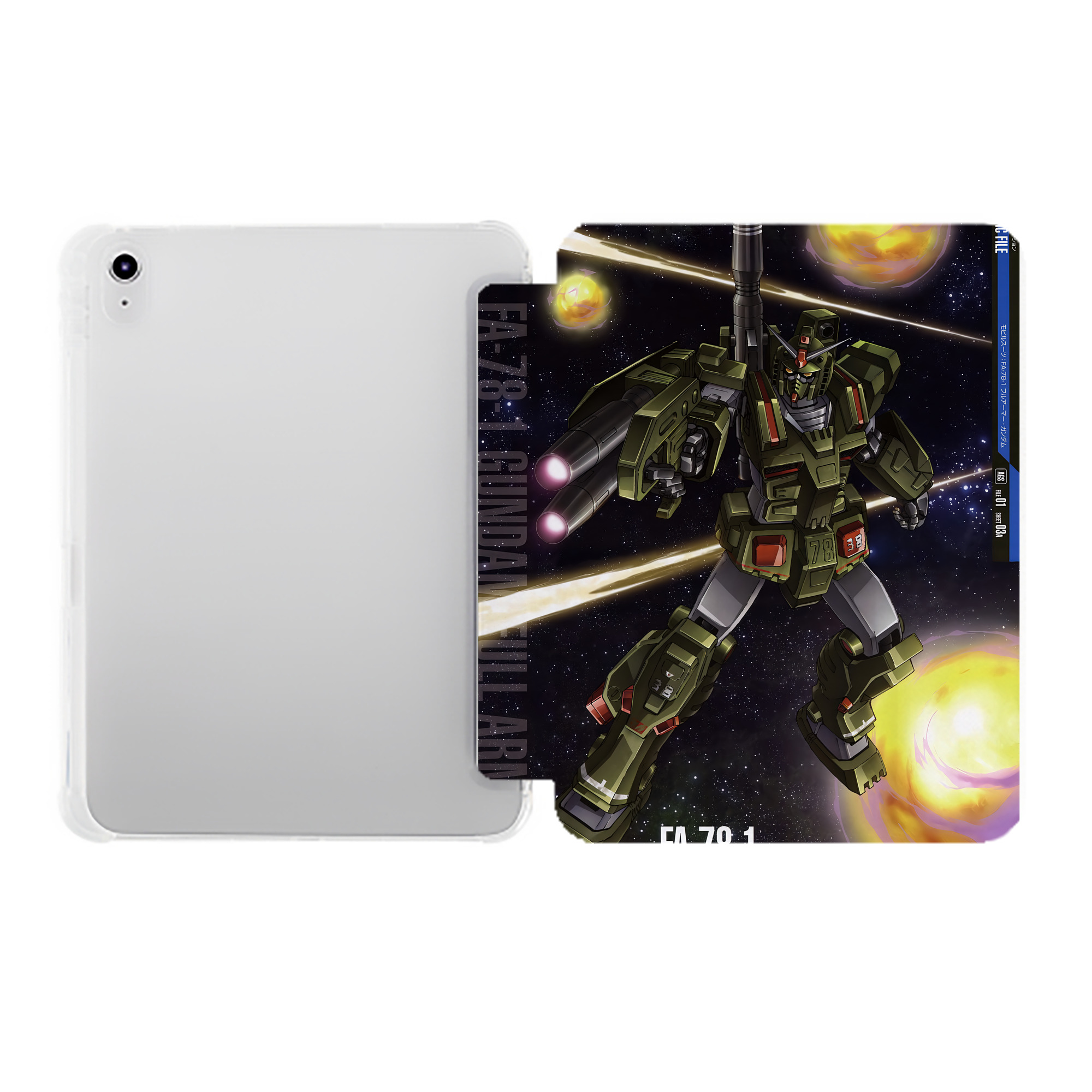 （画像用） 機動戦士ガンダム Mobile Suit Gundam IPad ケース ペン収納付き 三つ折りスタンド PUレザー×シリコン 対応機種9.5/10.5/10.9インチ